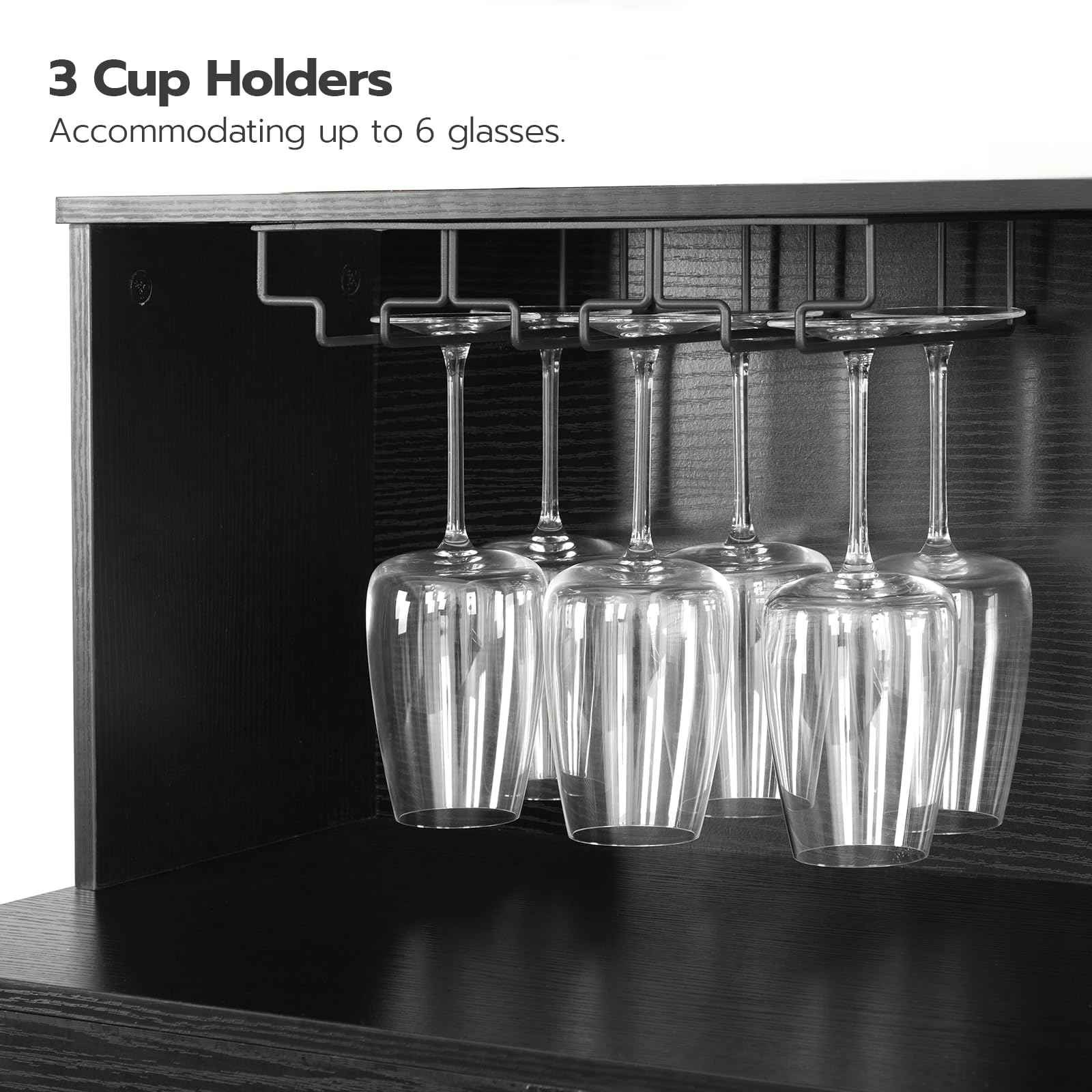 Wine Bar Cabinet with LED Light and Power Outlets