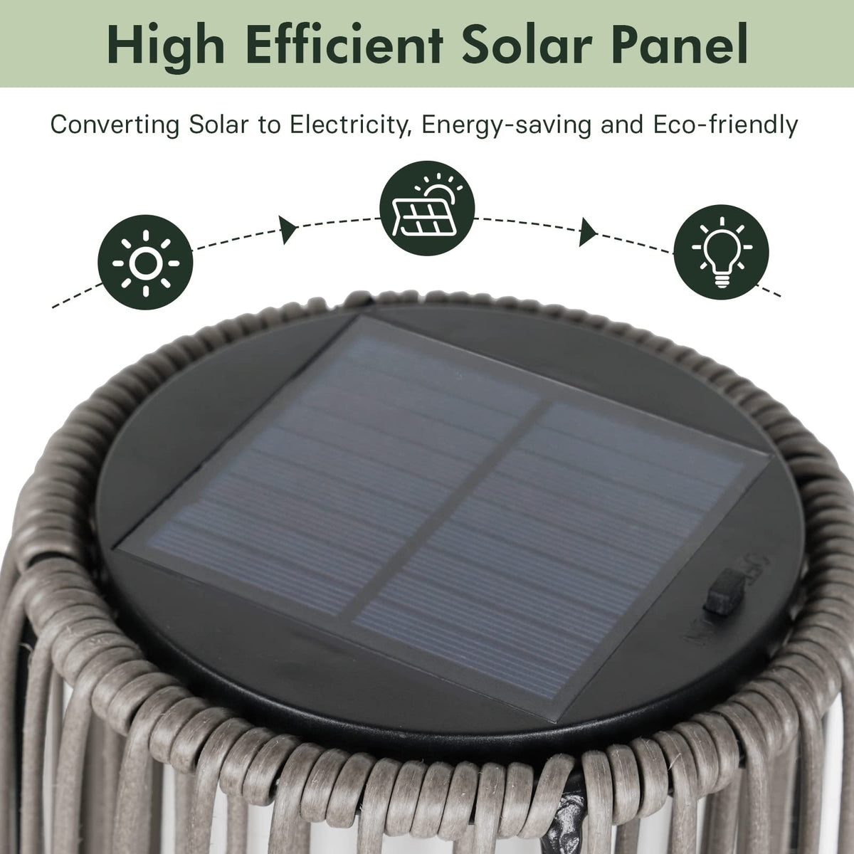 Outdoor Solar Floor Lamp 2-Pack - Wicker Waterproof Patio Light