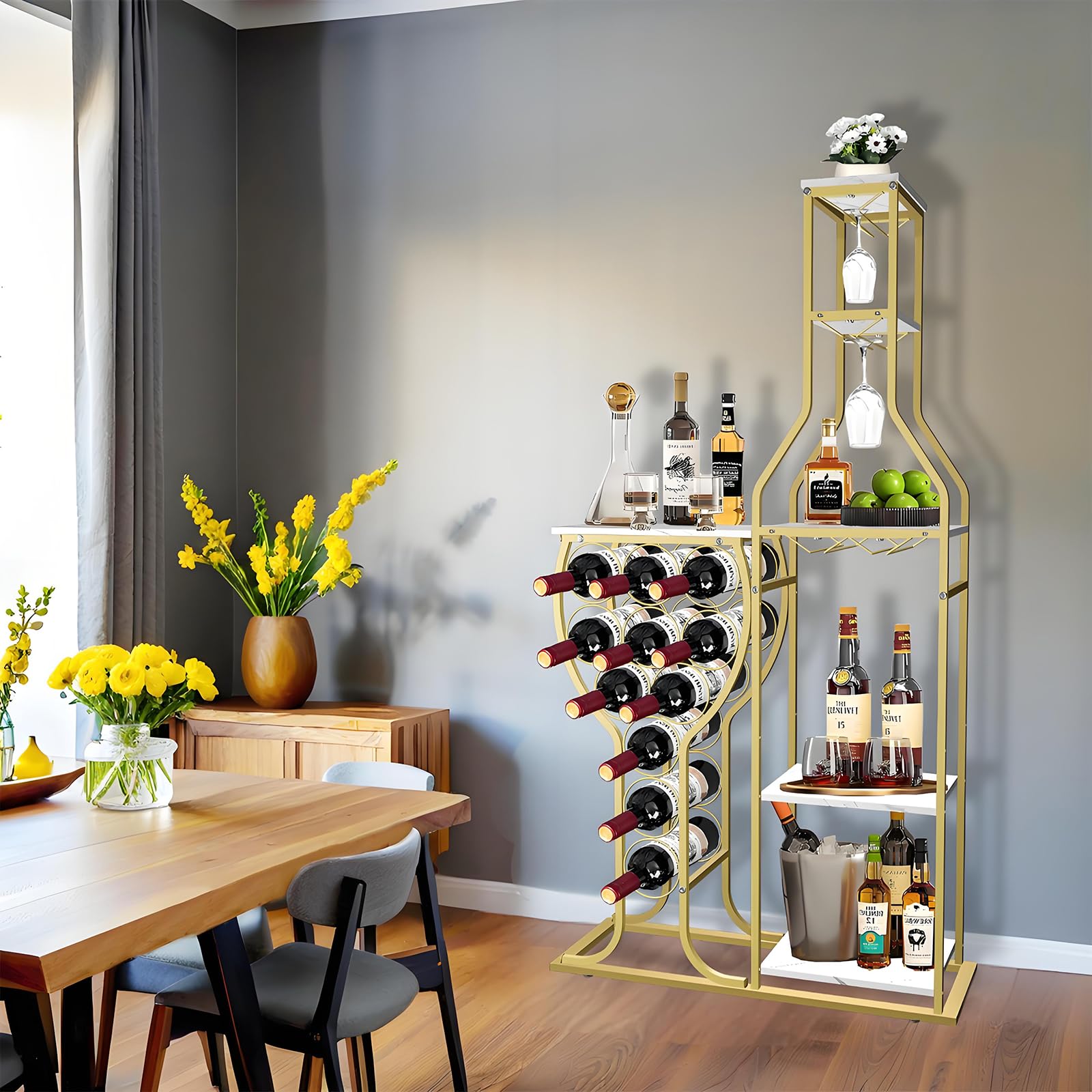 5-Tier Wine Rack Freestanding Floor 11 Bottles Storage Cabinet
