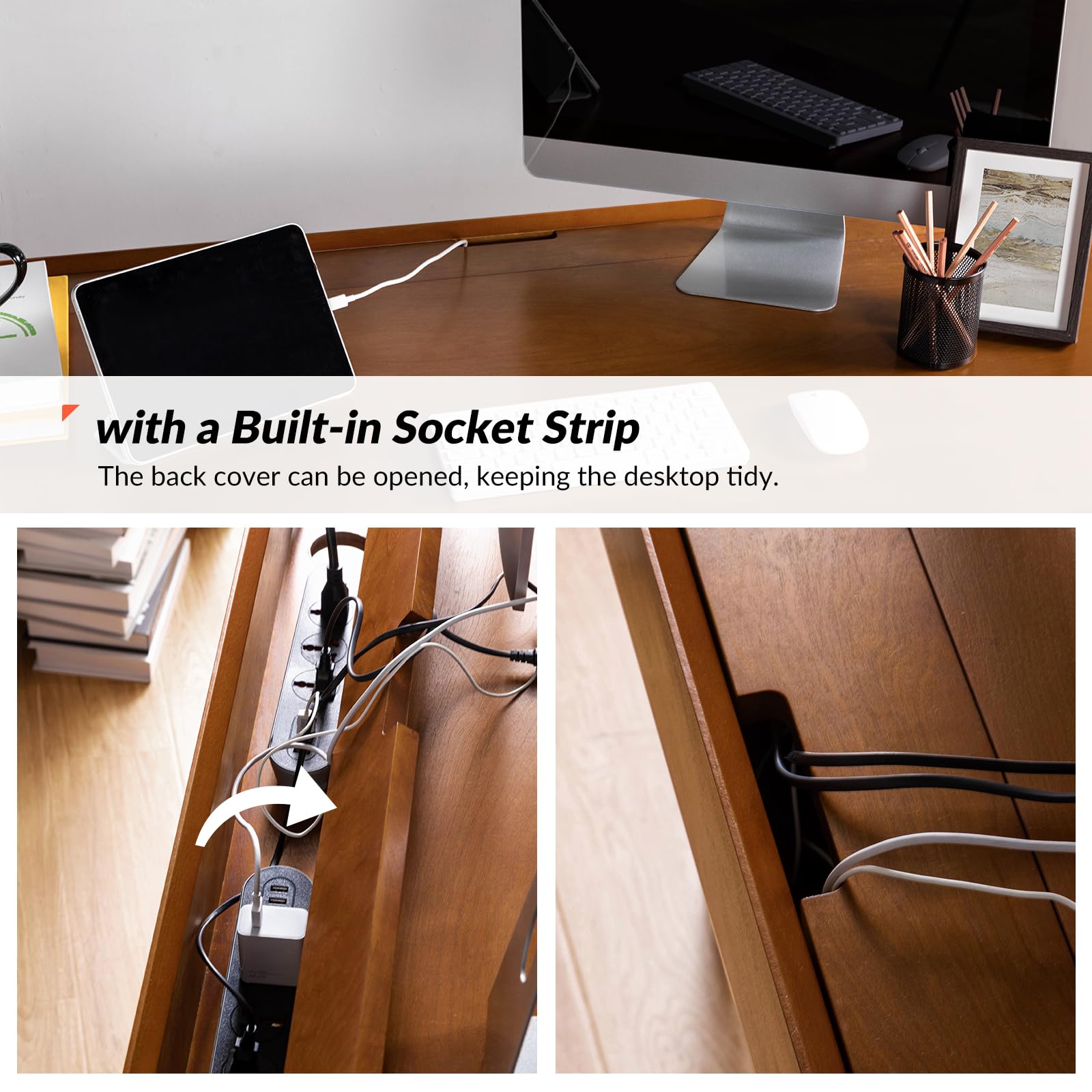 Mid-Century Modern Writing Desk with 3 Drawers