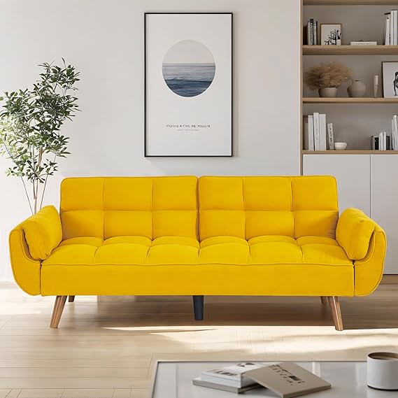 Convertible Futon Sofa Bed with Adjustable Backrest