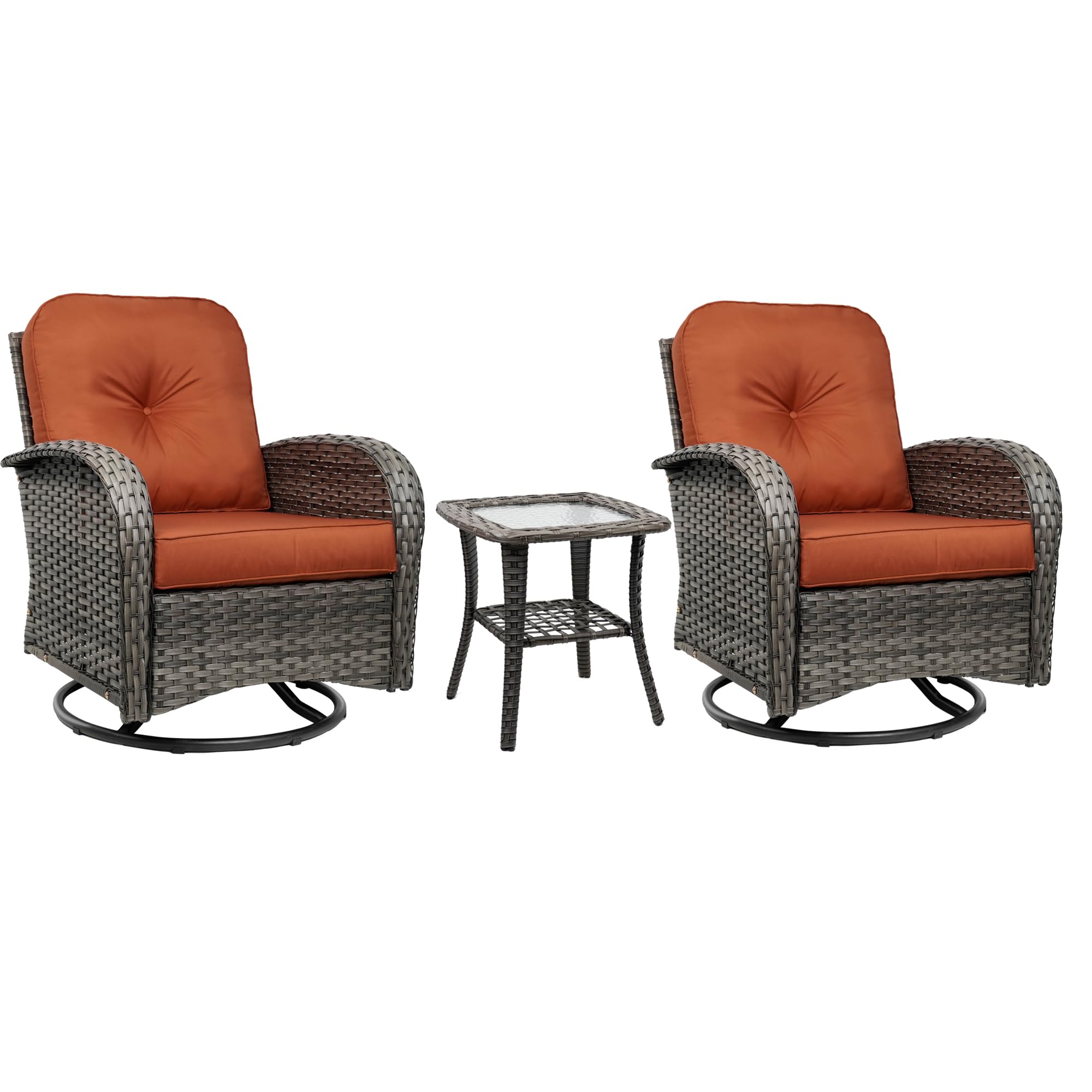 360° Swivel Rocker Patio Chairs Set of 2 with Cushions
