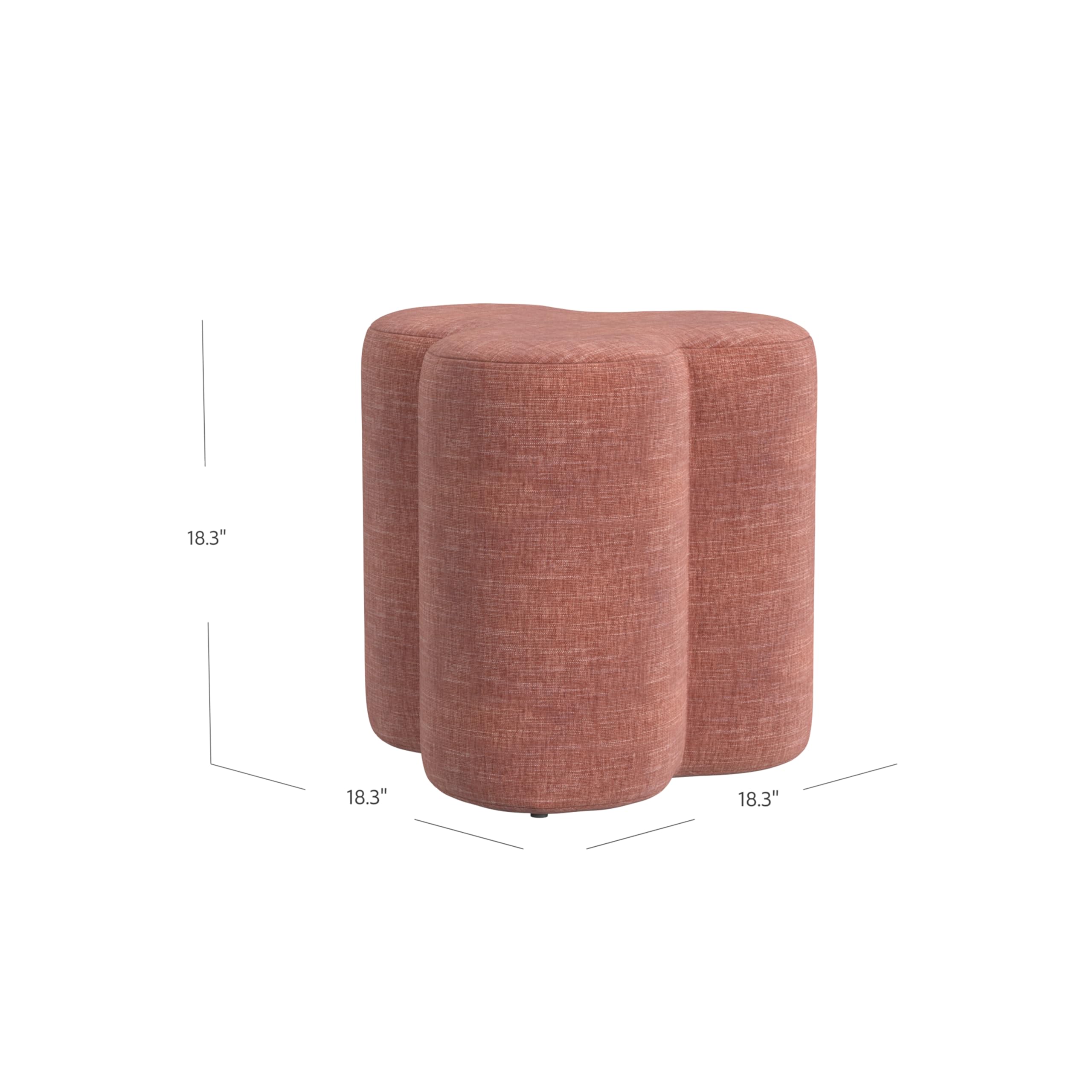 Clover Shaped Upholstered Ottoman - Pink Chenille