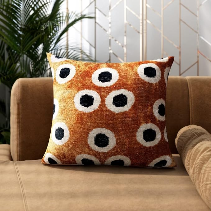 Velvet Throw Pillow 16x24 Gold Black Dot Down Feather