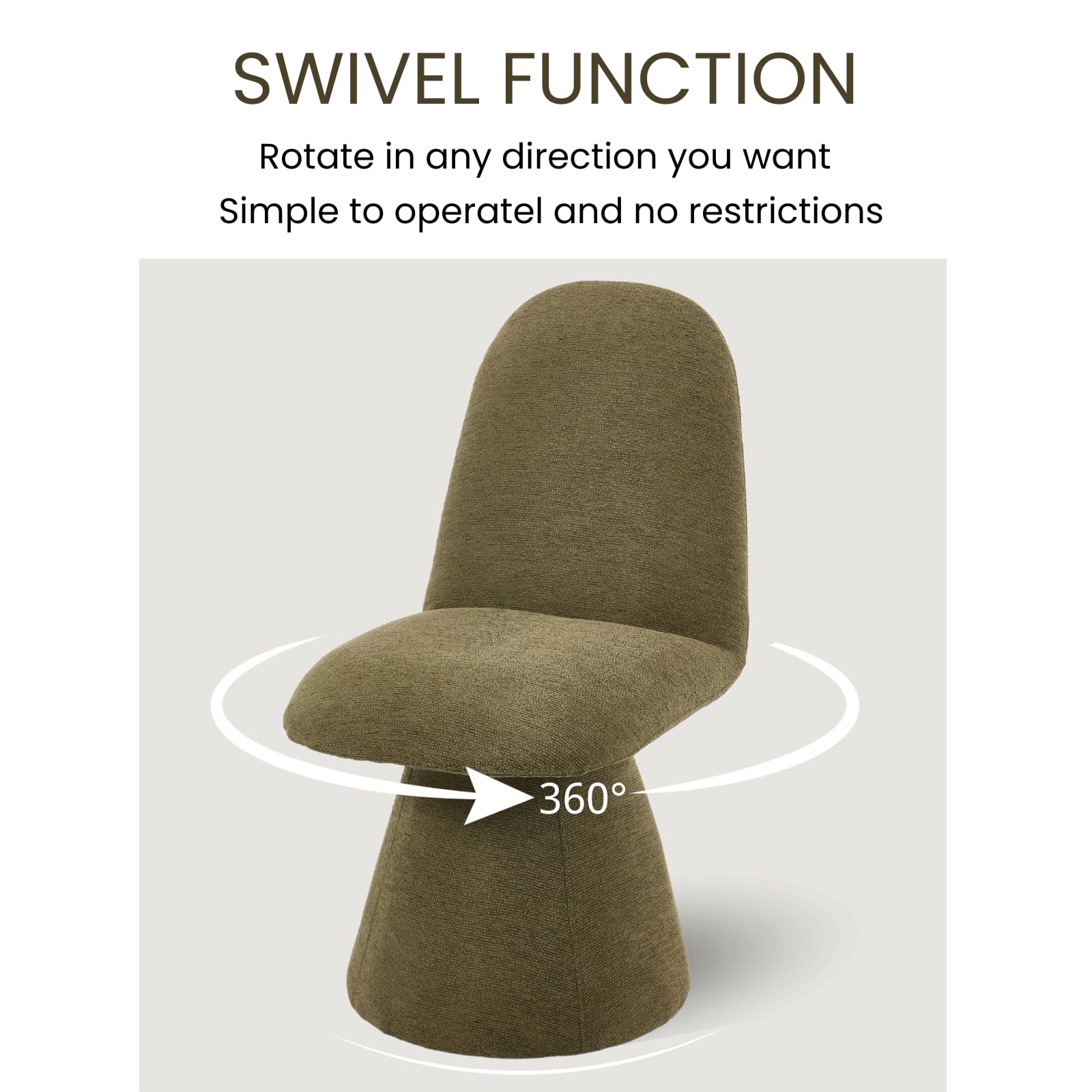 Swivel Dining Chairs Set of 6 Mid Century Modern High Back Chenille Upholstered