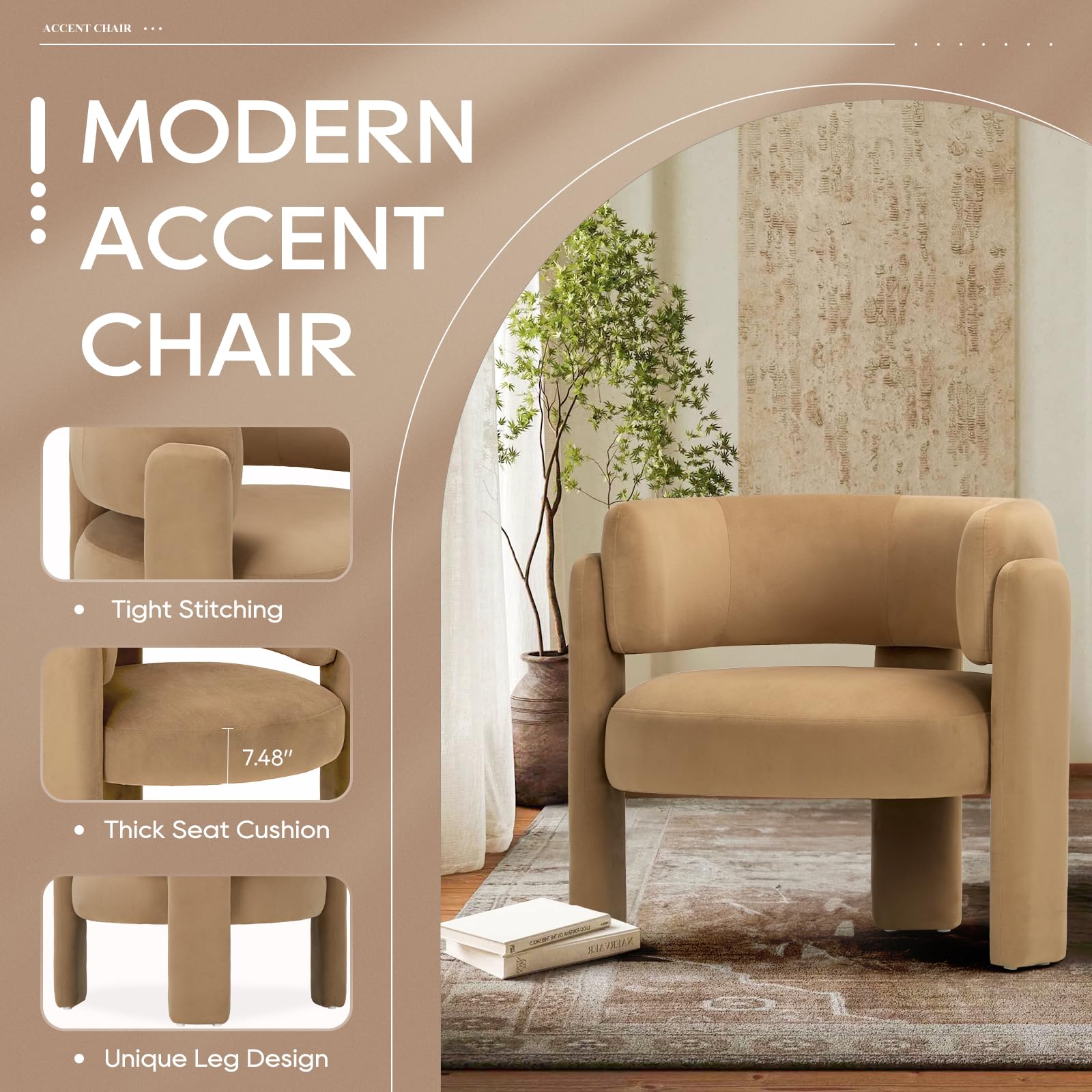 Velvet Barrel Accent Chairs Set of 2