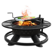 47 Inch Wood Burning Fire Pit with BBQ Grill