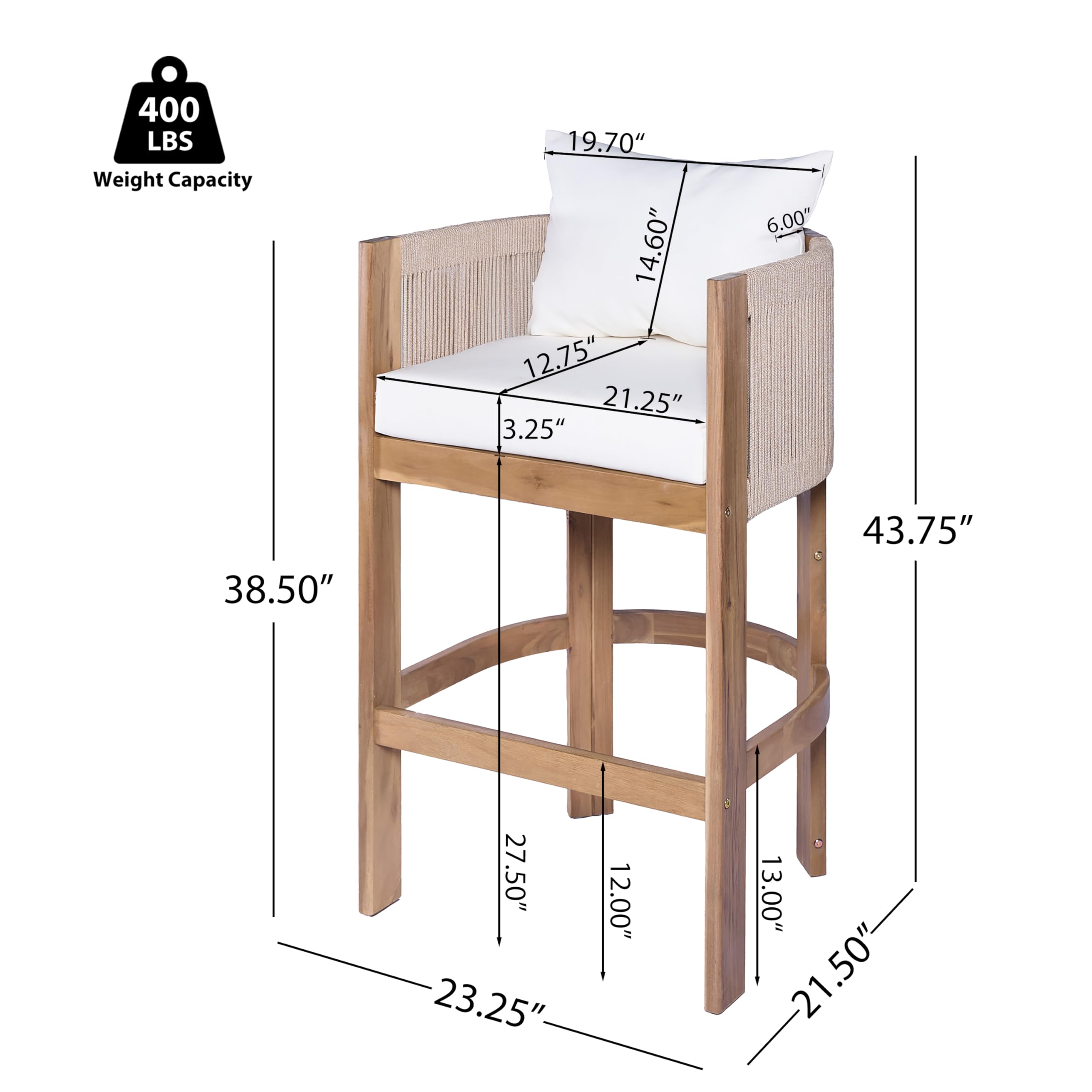 Outdoor Counter Height Bar Stools Set of 2