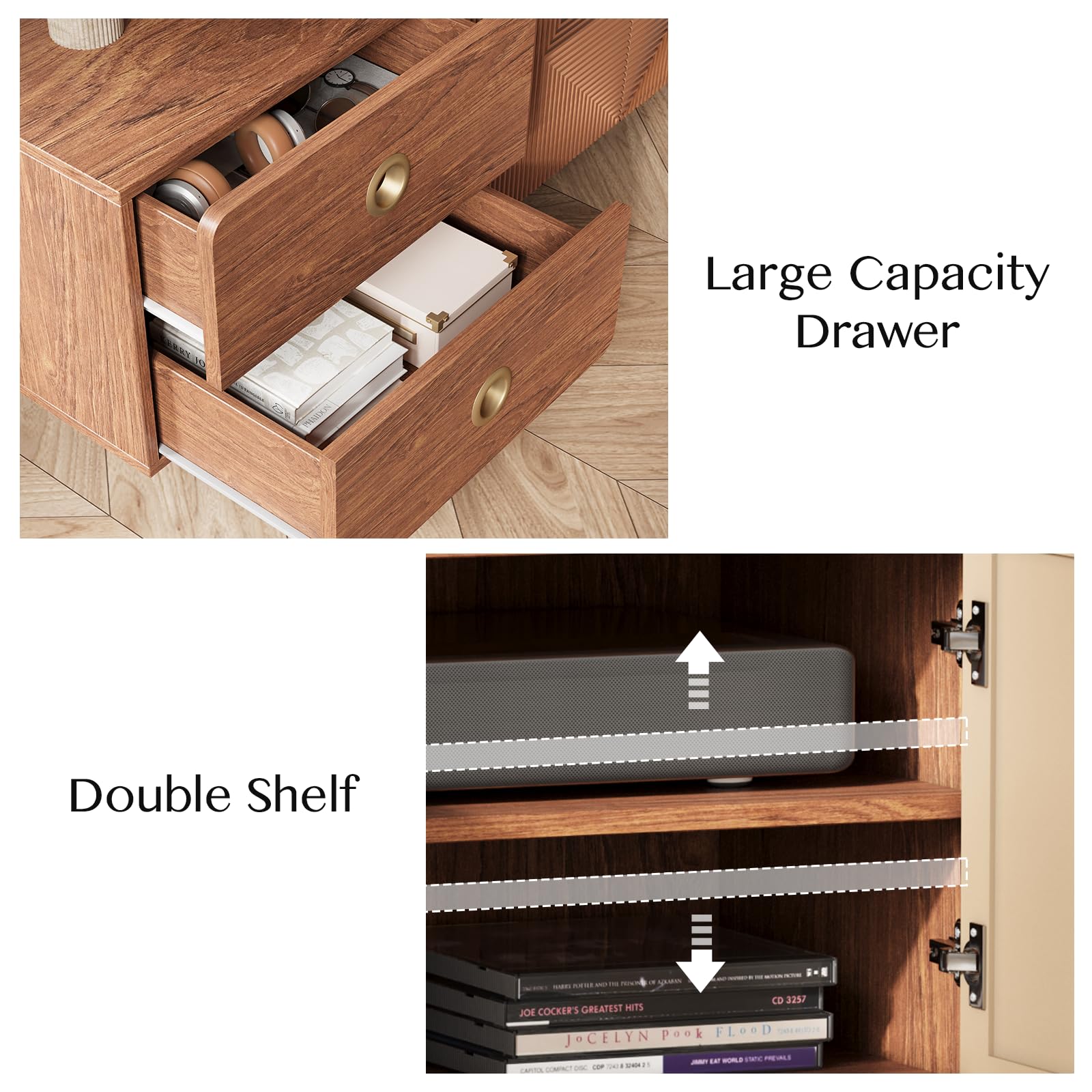 66" Fluted TV Stand with Storage