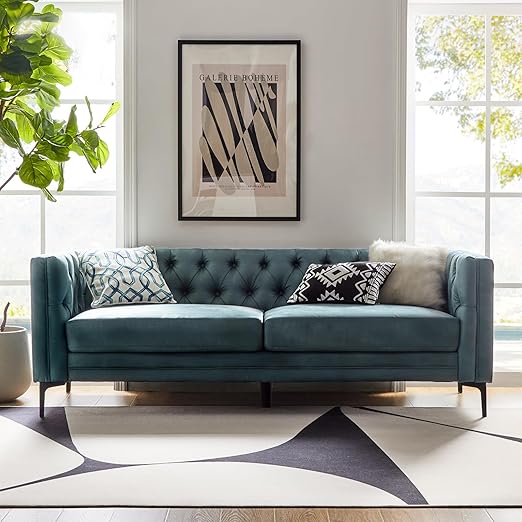 84" Faux Leather Sofa Camel