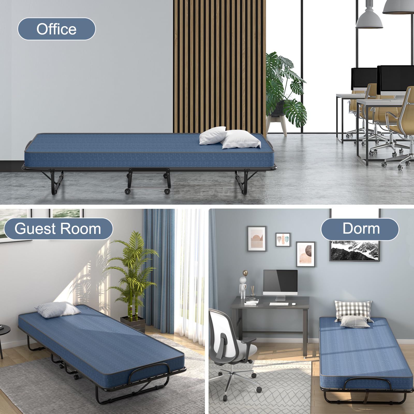 Folding Guest Bed with Memory Foam Mattress