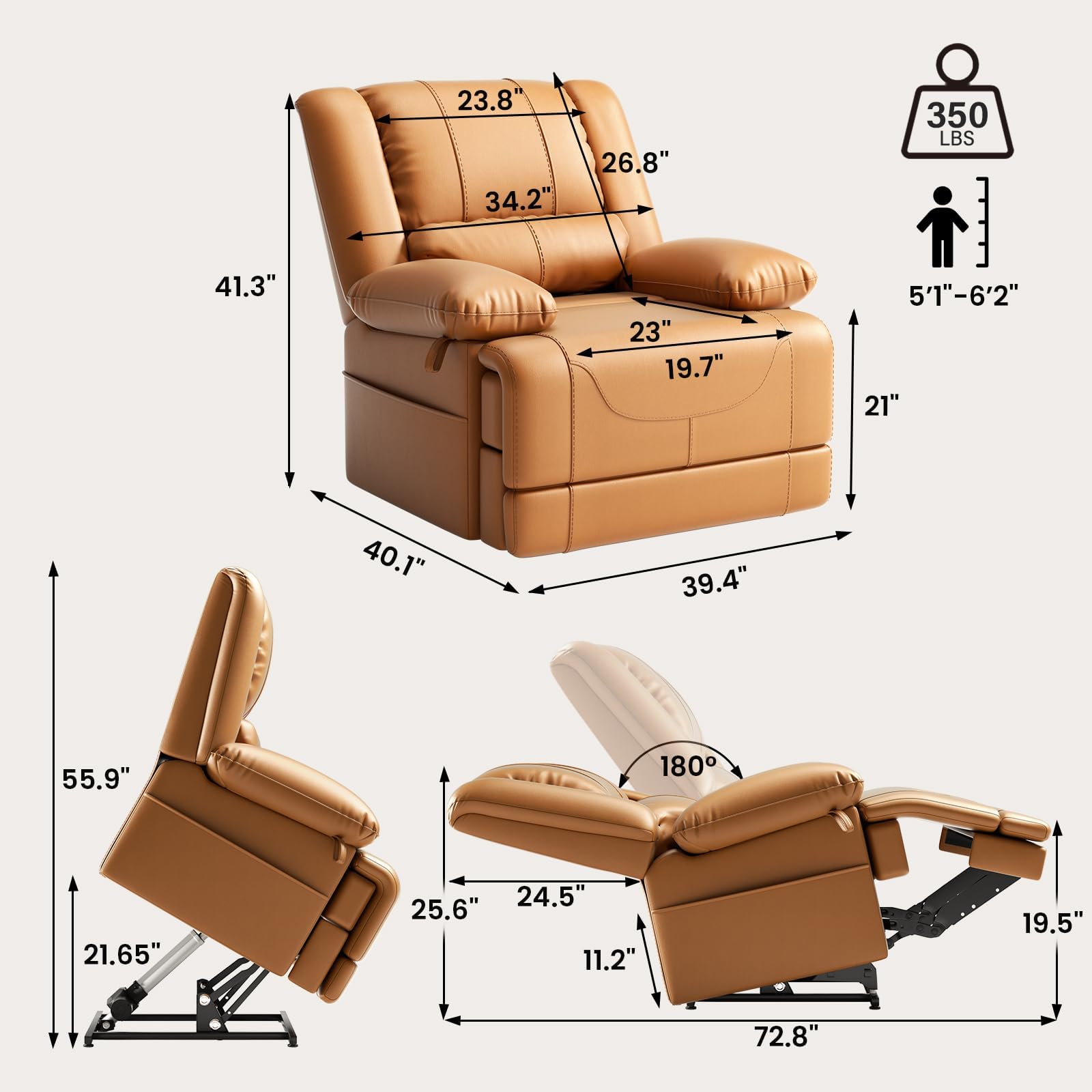 Electric Power Lift Recliner Chair with Massage and Heat