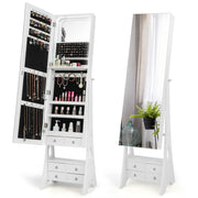 Jewelry Cabinet with LED Light Strip and Full Length Mirror