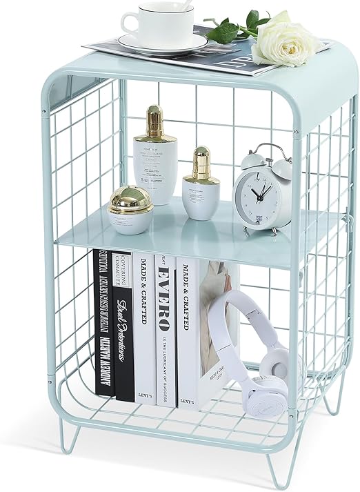 3-Tier Metal Side Table with Storage
