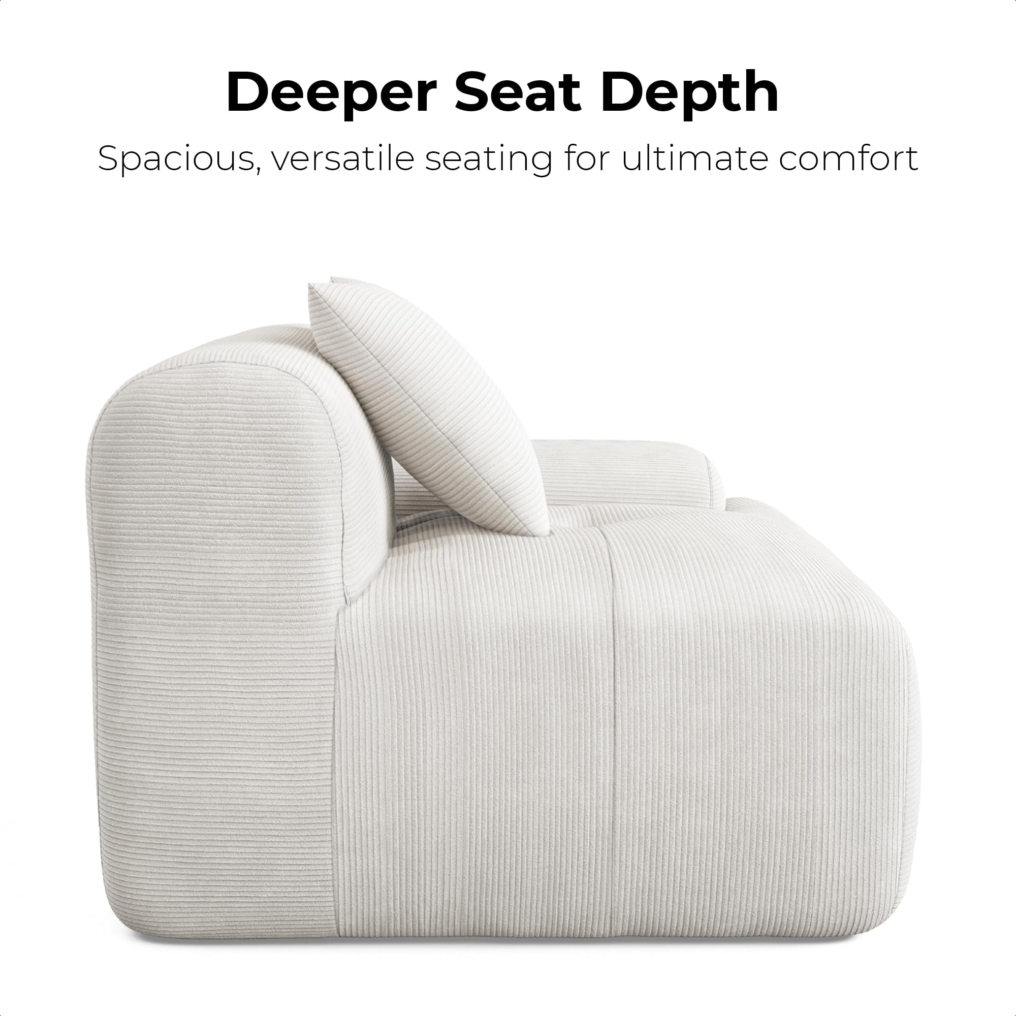 118" Modern L-Shaped Modular Sectional Sofa with Deep Seat and Movable Ottoman