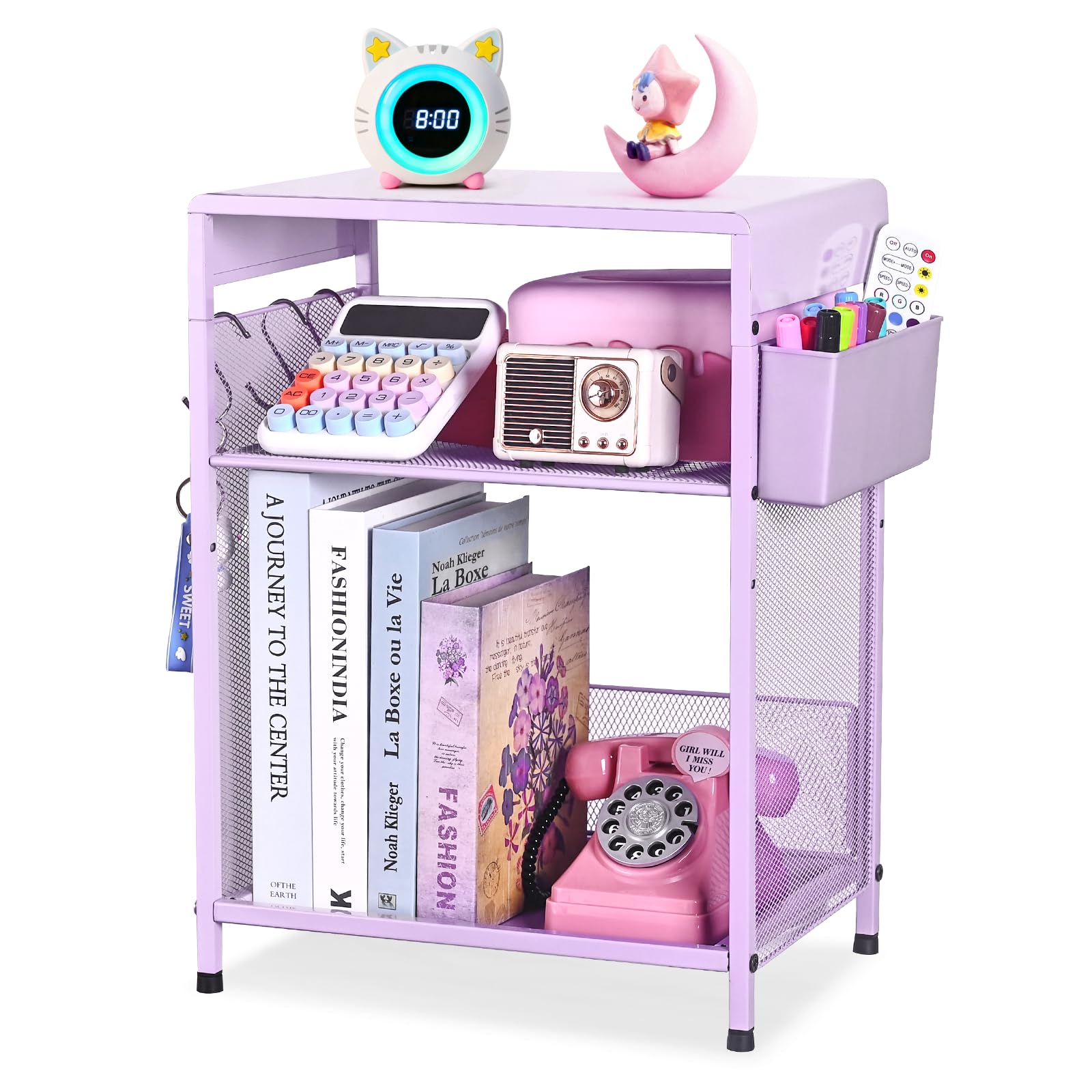 Purple Kids Nightstand 3-Tier Small Side Table