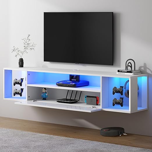 Floating TV Stand with LED Lights 55 Inch