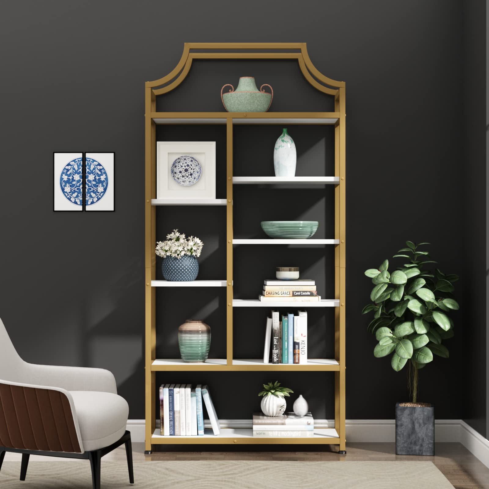 8-Shelf Etagere Bookcase