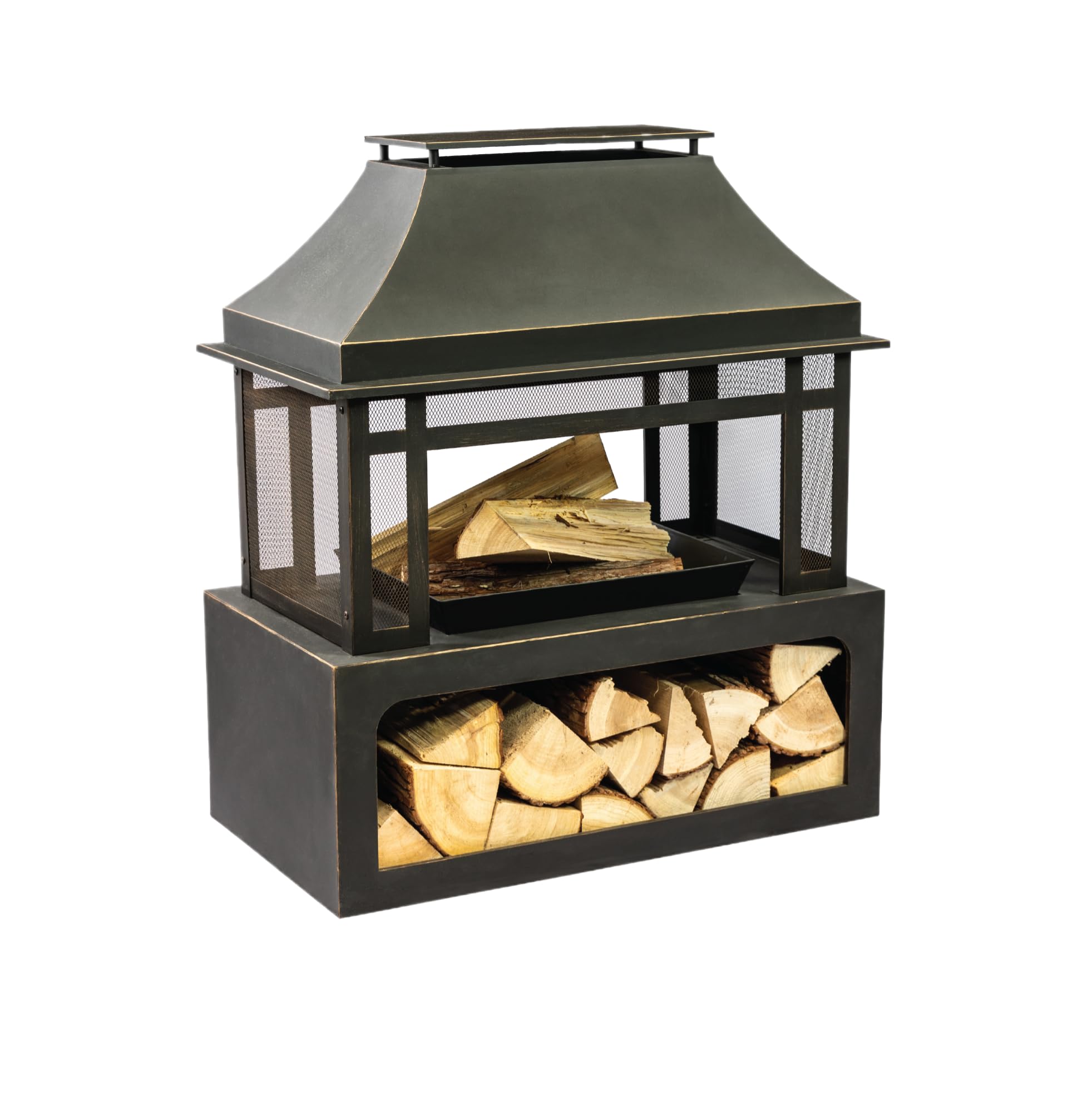 Outdoor Wood Burning Fireplace with Chimney and Grill