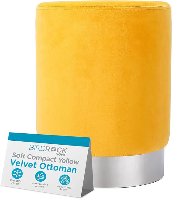 Round Ottoman Foot Stool - Soft Padded Compact Footrest