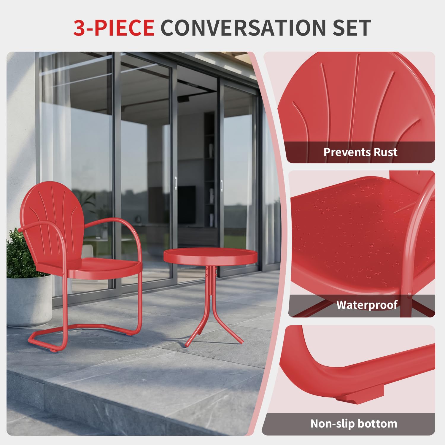 3 Piece Retro Metal Bistro Set