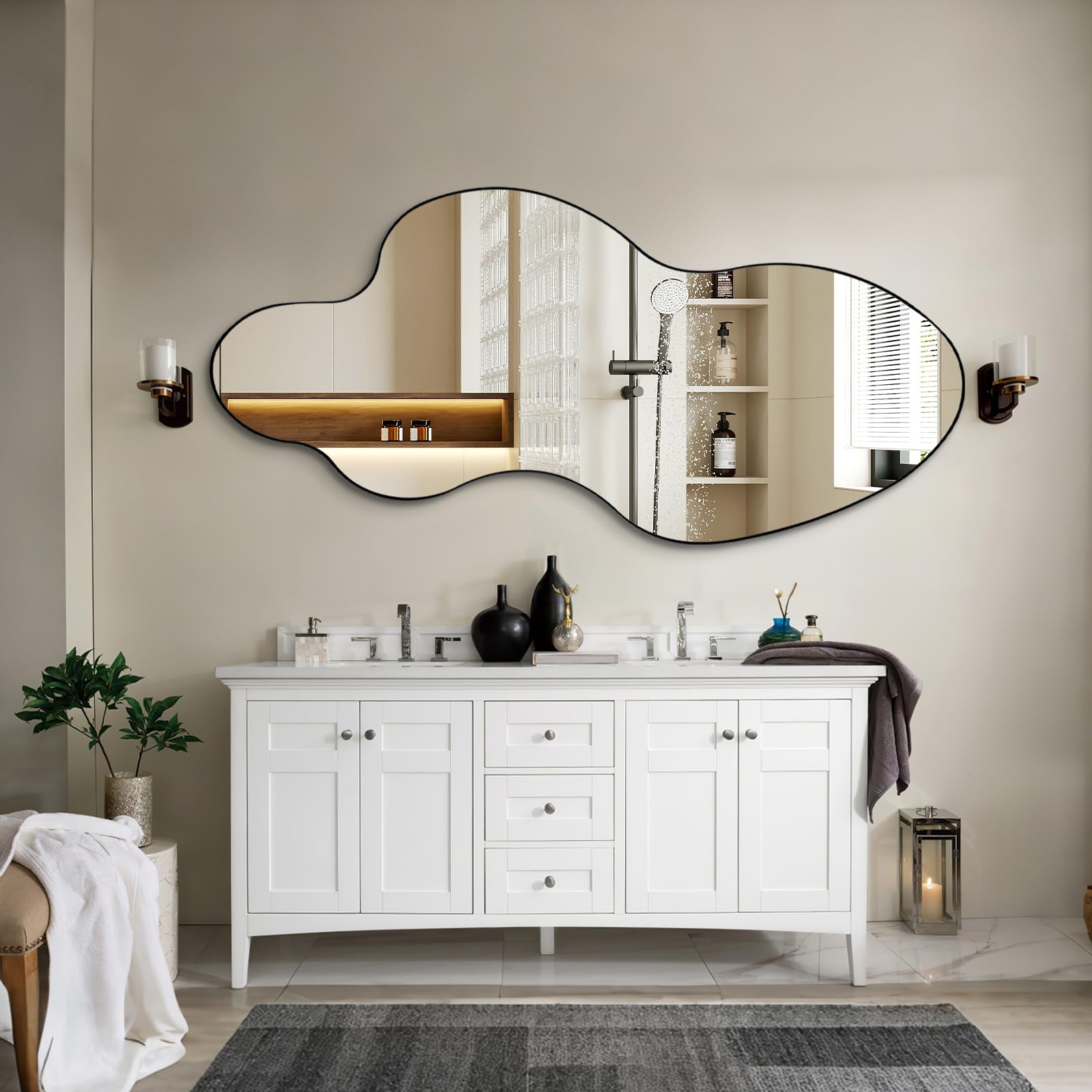 Irregular Asymmetrical Mirror 60x30 Full Length Metal Frame