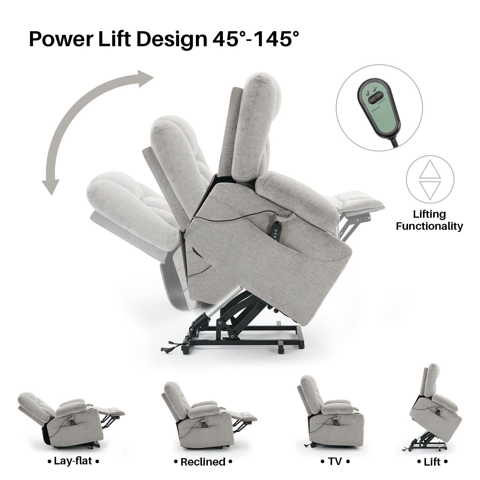 Electric Power Lift Recliner Chair with Massage and Heat