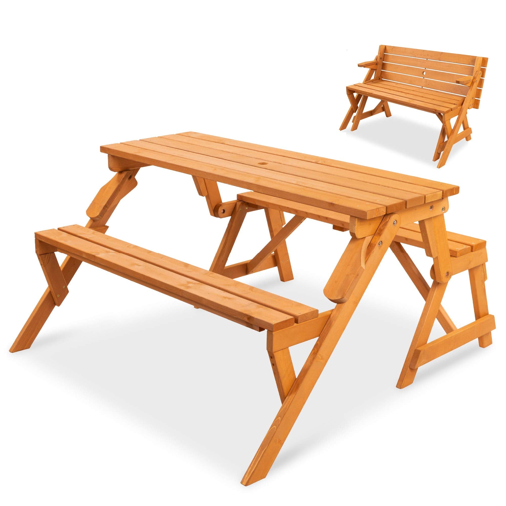 2-in-1 Convertible Picnic Table Garden Bench