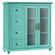 Buffet Sideboard with 4 Drawers and Glass Doors