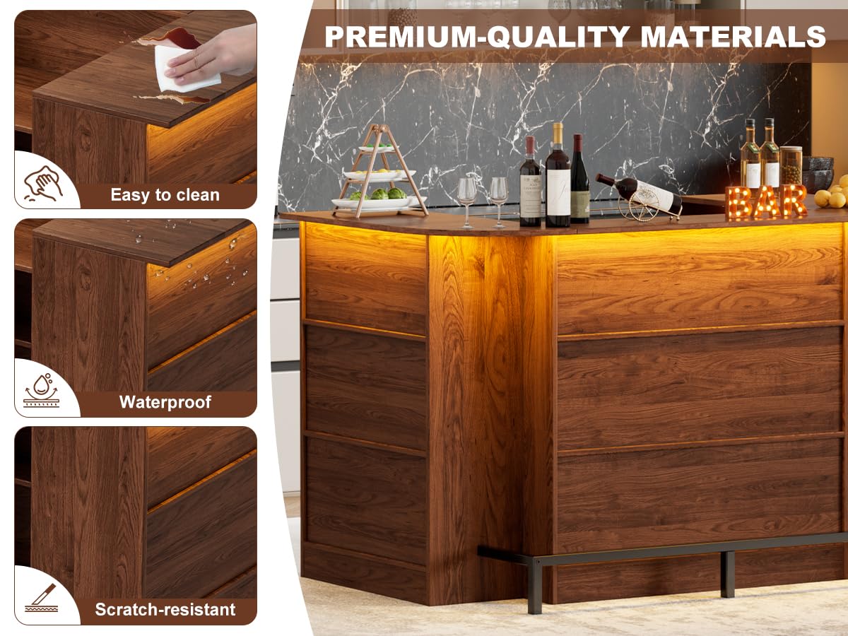 Home Bar Cabinet with LED Light & Stemware Holders