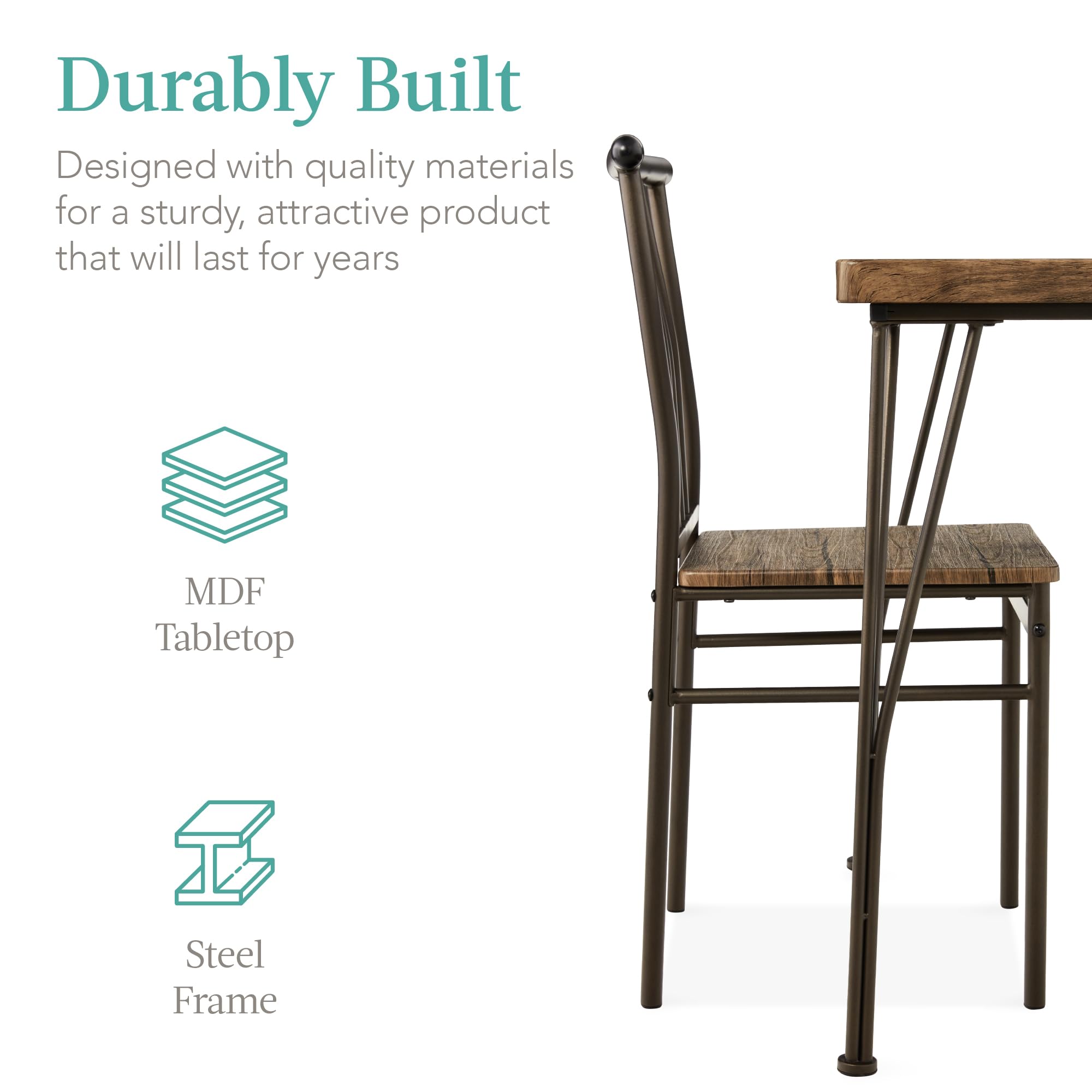 3-Piece Dining Set with 2 Chairs - Dark Brown