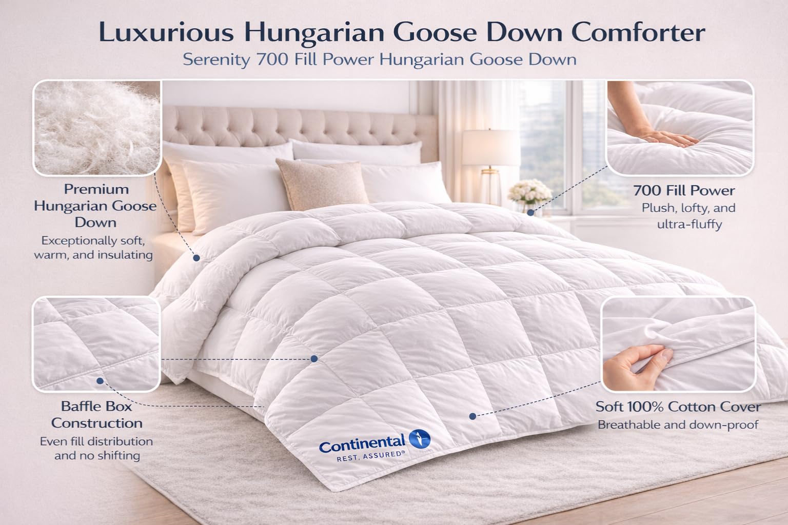 Hungarian White Goose Down Comforter King