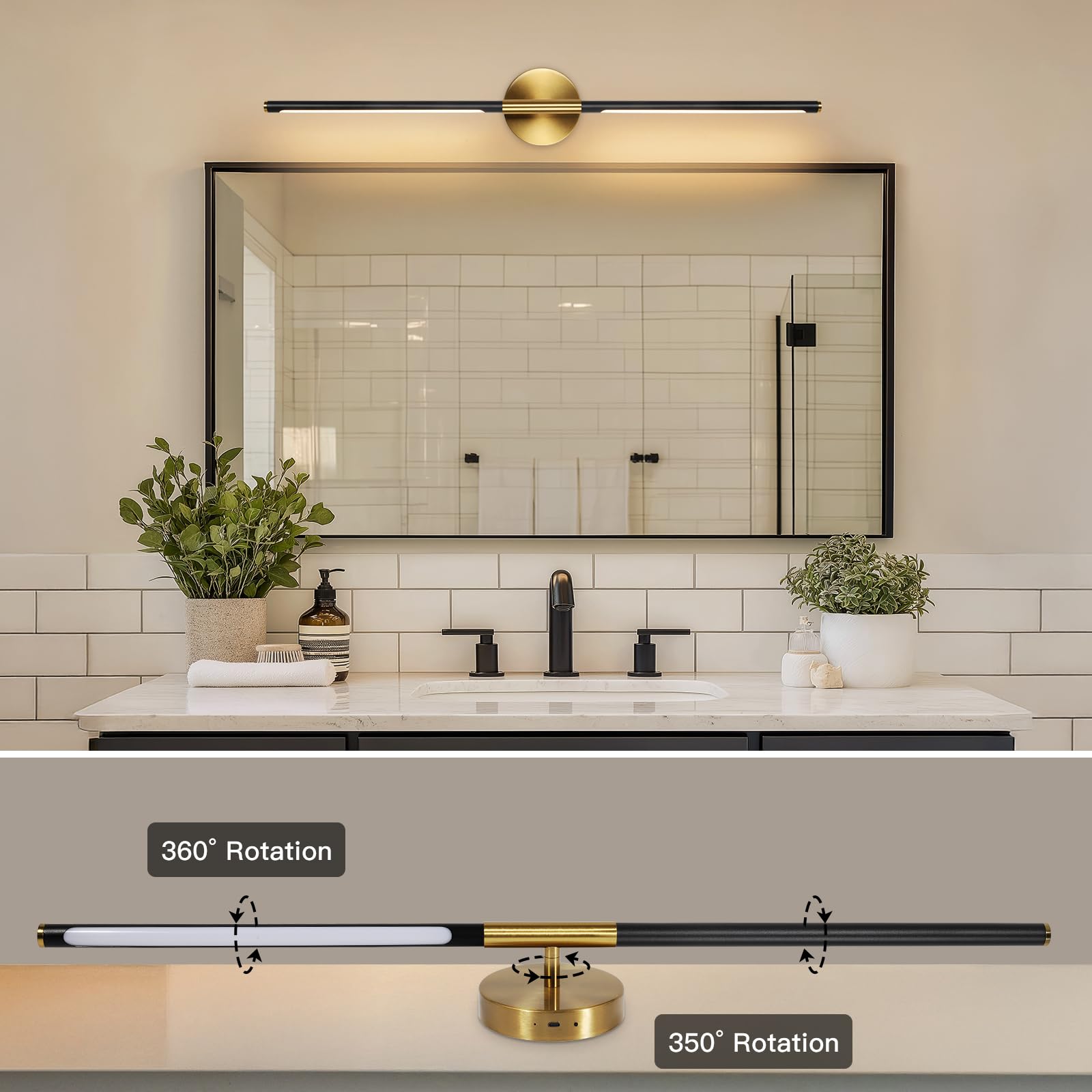 Battery Operated Wall Sconces Set of 2 - Rechargeable Wireless LED