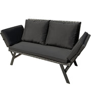Convertible Outdoor Rattan Sofa Daybed with Adjustable Armrests