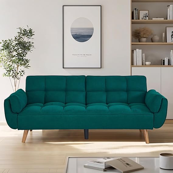 Convertible Futon Sofa Bed with Adjustable Backrest