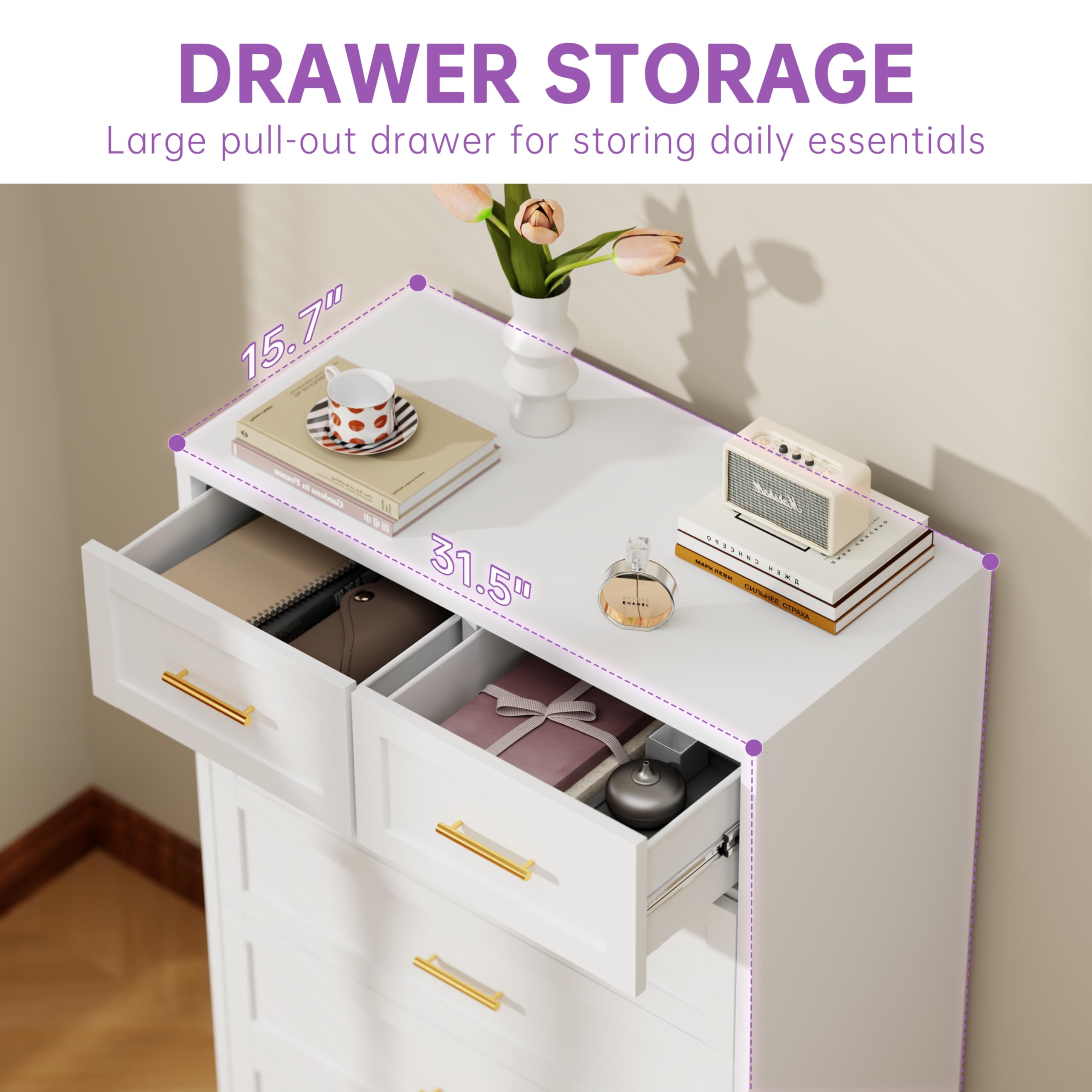 Metal 6 Drawer Dresser 48 Inch Tall White Chest