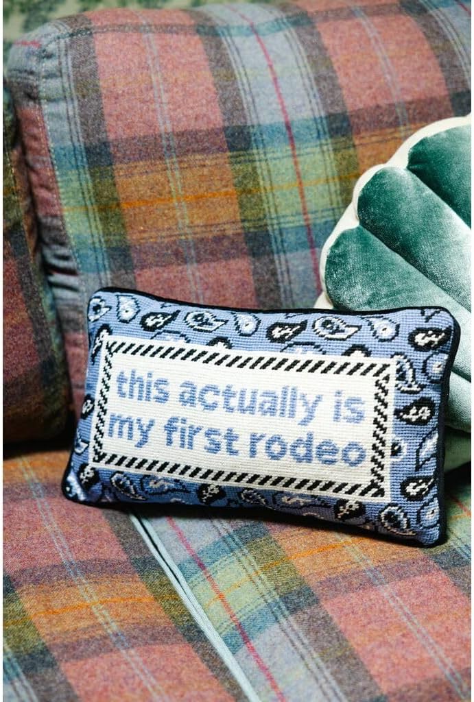 First Rodeo Needlepoint Throw Pillow