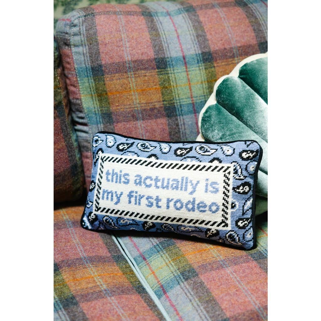 First Rodeo Needlepoint Throw Pillow