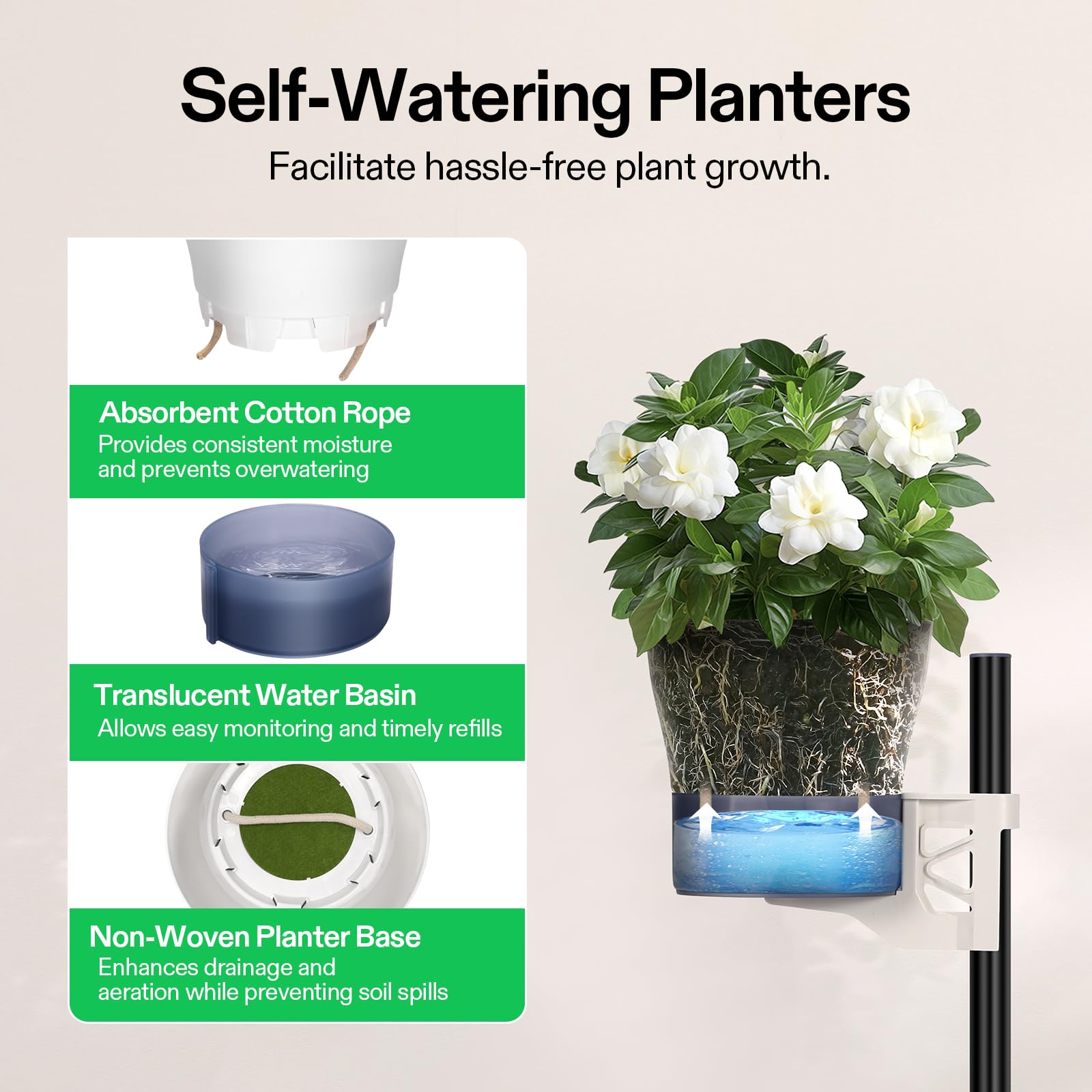 6-Tier Metal Plant Stand with Self-Watering Planters