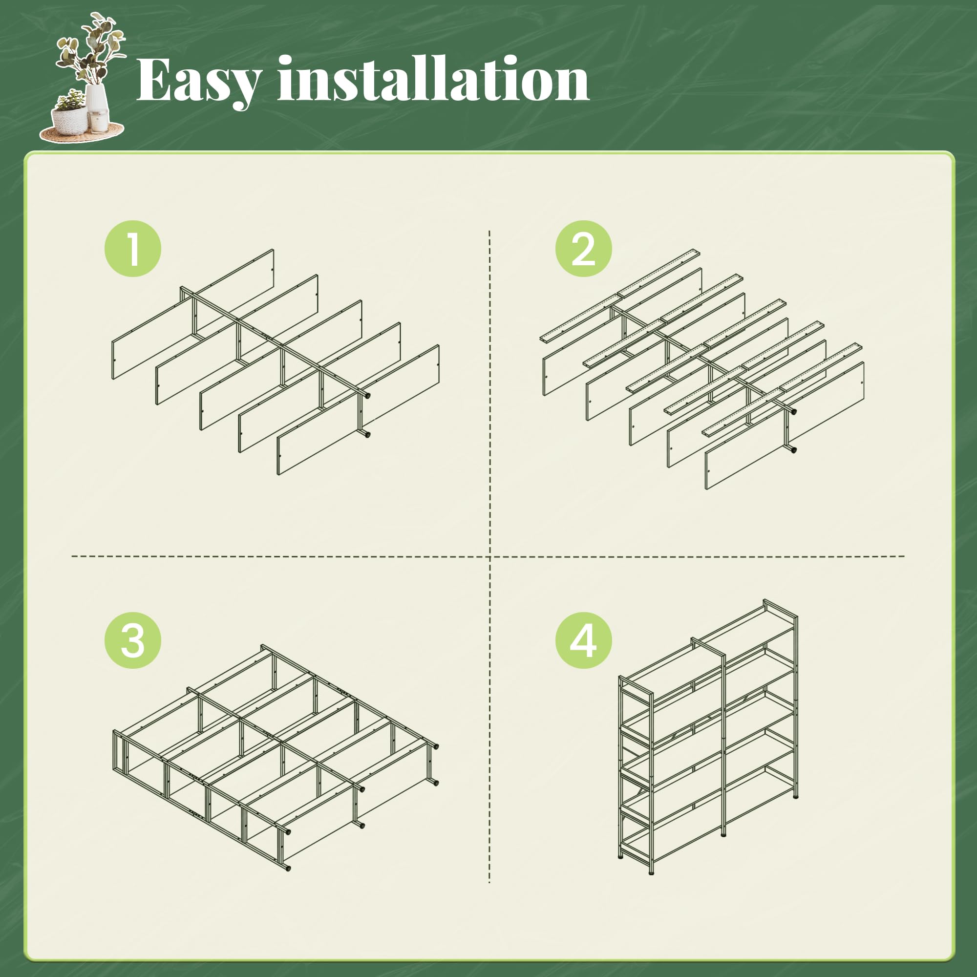 5 Tier Bookshelf with 10 Open Shelves