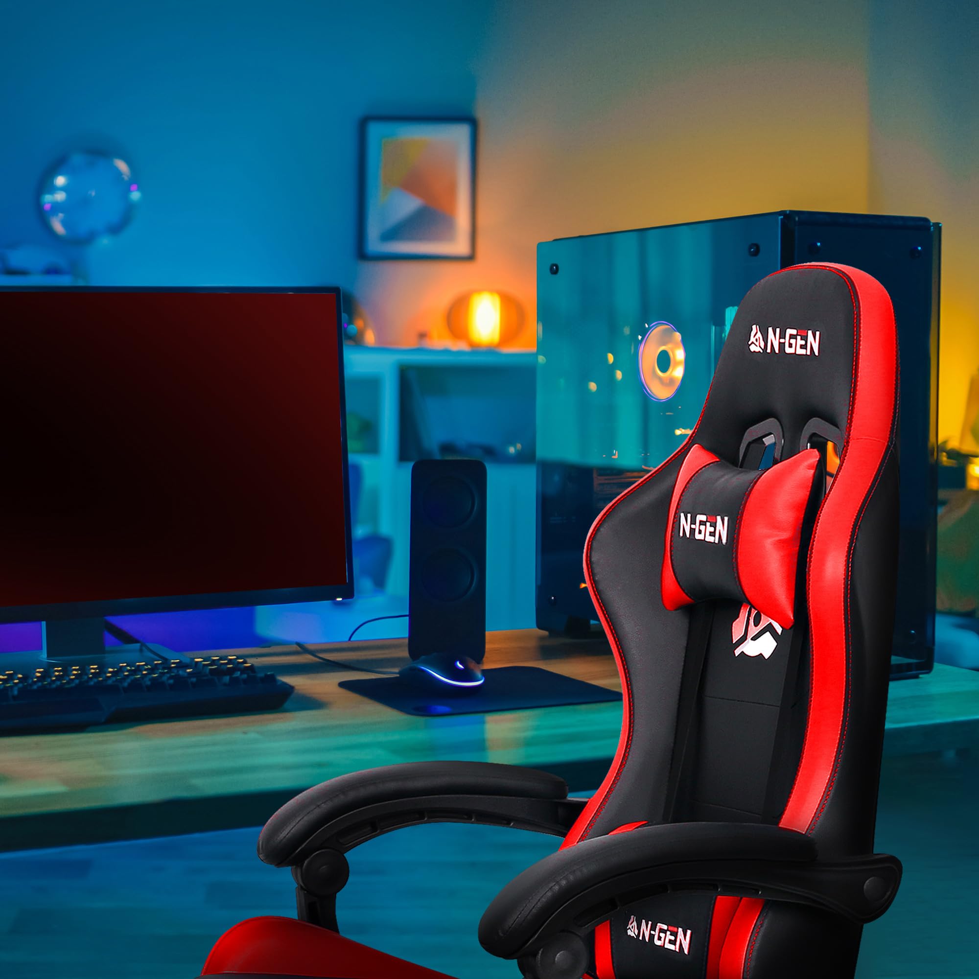 High Back Ergonomic Gaming Chair with Footrest