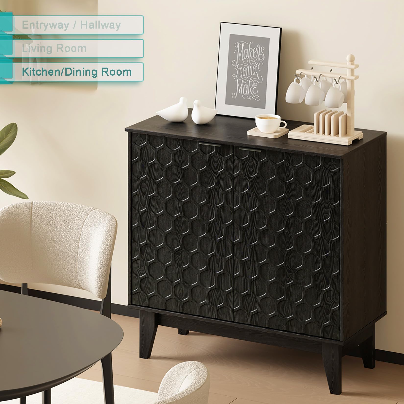 LED Sideboard Buffet Cabinet with Adjustable Shelf