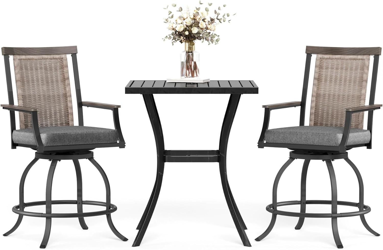Swivel Rattan Bar Stool Set of 4