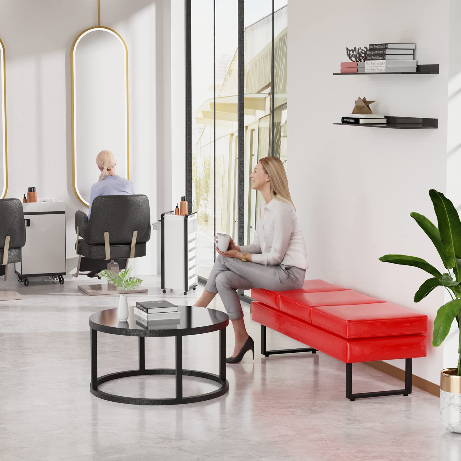 Waiting Room Bench 59.5 Inch Heavy Duty Reception Seating