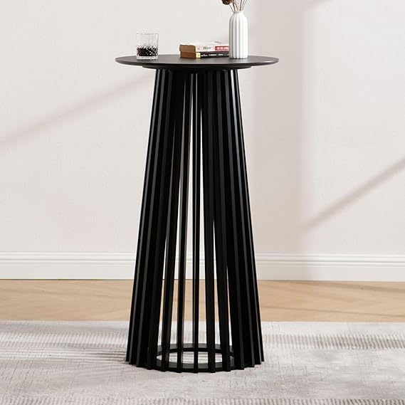Round Bar Table 43.5" High Modern Wood Cocktail Table