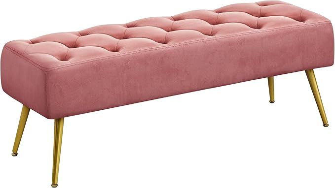 Modern Ottoman Bench Boucle Upholstered Footrest
