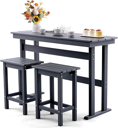 3-Piece Outdoor Bar Set with High Top Table and Stools