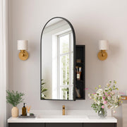 Black Arched Medicine Cabinet with Adjustable Shelves