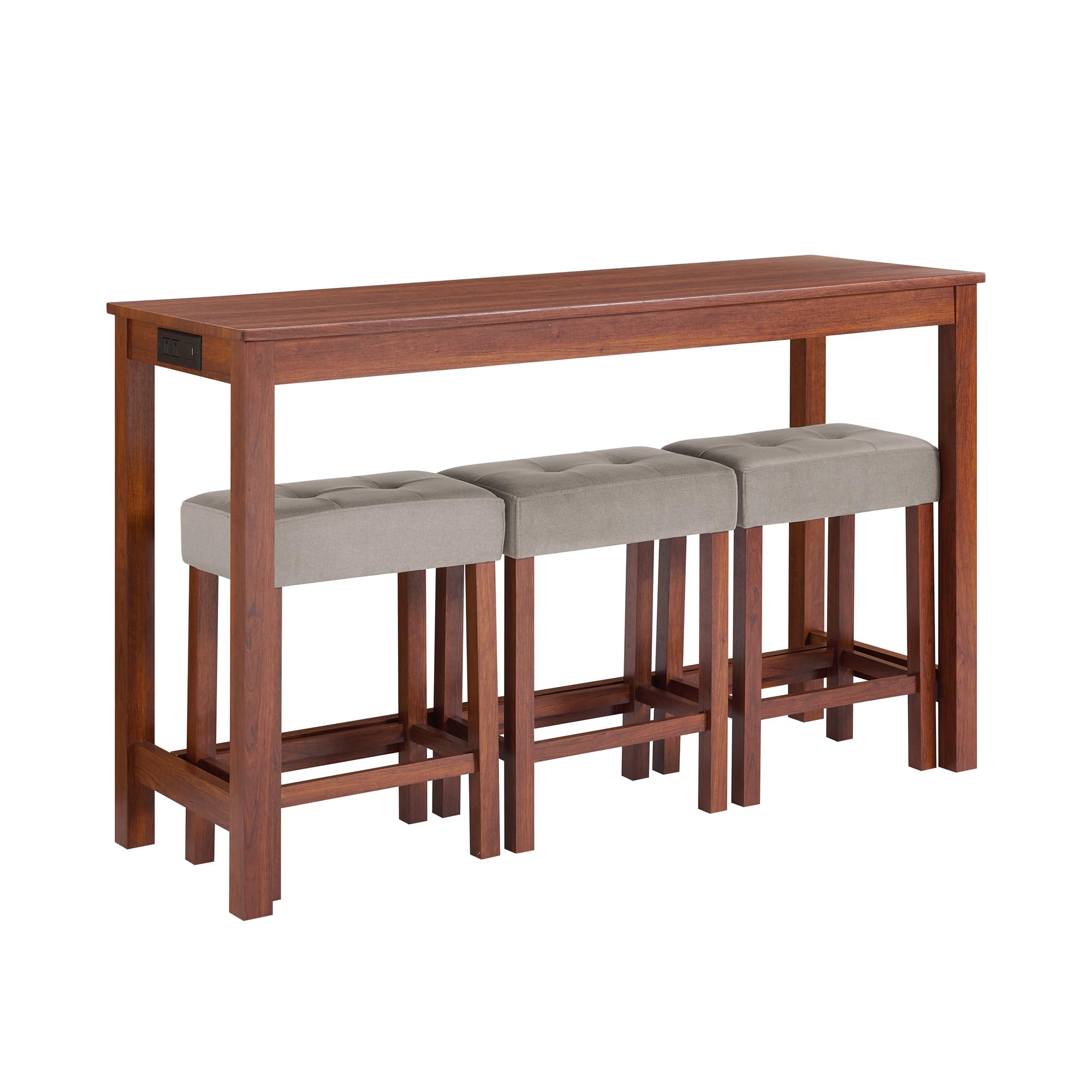 Counter Height Bar Table Set with Power Outlet