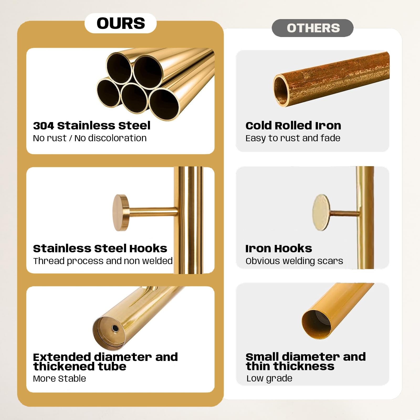 Metal Coat Rack Stand with Marble Base - 8 Hooks